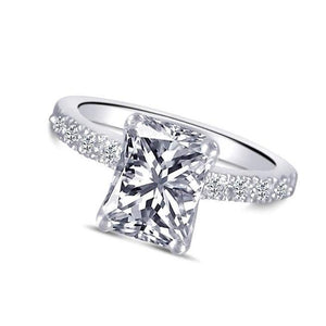 1.51 Carats Radiant Cut Diamond Solitaire With Accents Ring Gold White 14K Solitaire Ring with Accents
