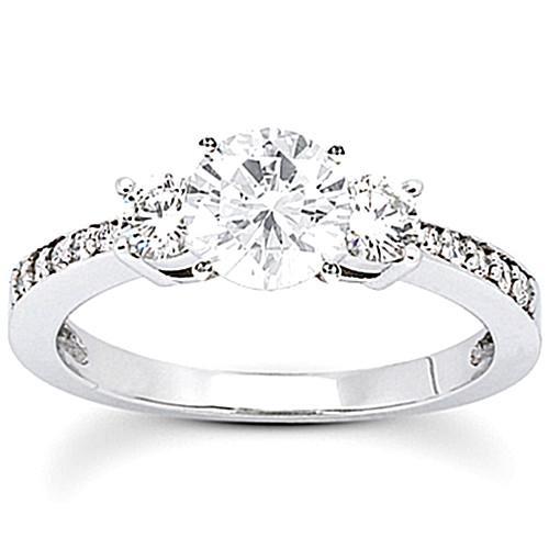 1.51 Ct. Diamonds 3 Stone Ring Diamonds Engagement Band White Gold 14K Ring Three Stone Ring