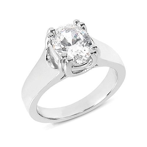 Oval Cut Diamond Solitaire Ring White Gold