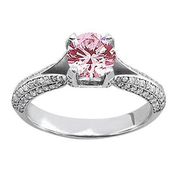 1.51 Ct Pink Sapphire White Round Gemstone Engagement Ring