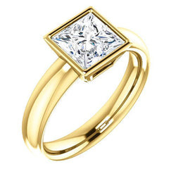 1.50 Ct. Sparkling Princess Diamond Solitaire Ring Bezel Set