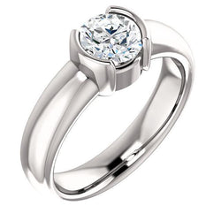 1.50 Ct. Sparkling Round Natural Earth Mined Diamond Half Bezel Solitaire Ring