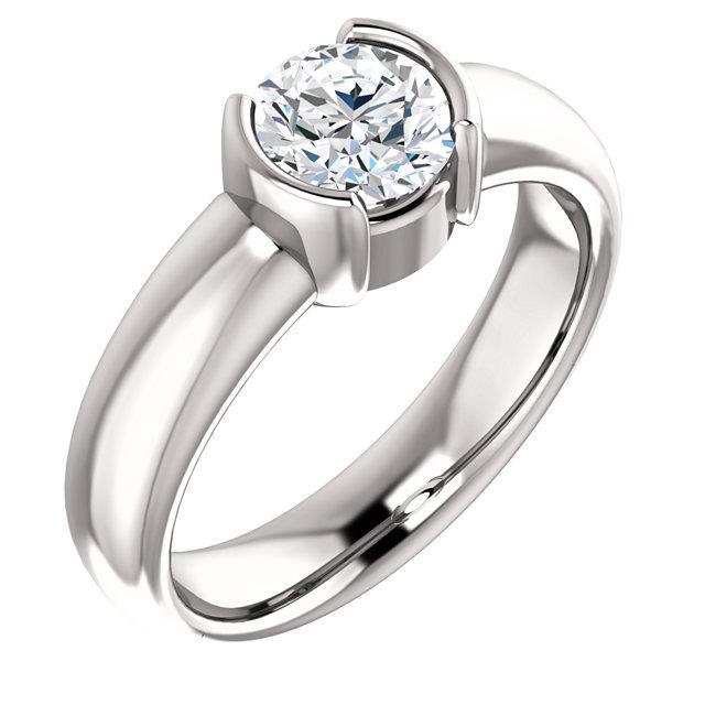 New Style Sparkling Brilliant Cut Bezel Unique Solitaire White Gold Diamond Anniversary Ring 