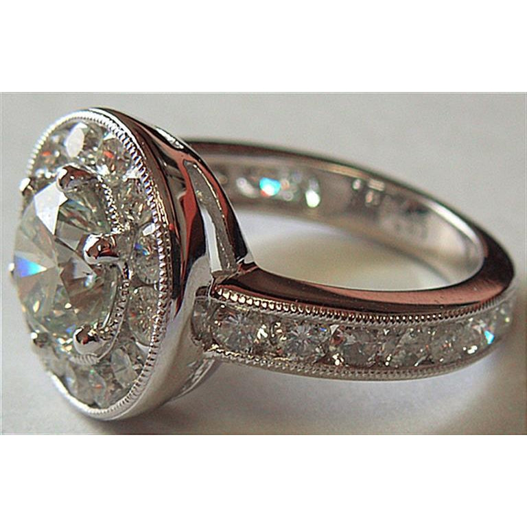 Halo Ring 4.00 Ct Big Diamond Ring Round Diamond Halo Ring Platinum