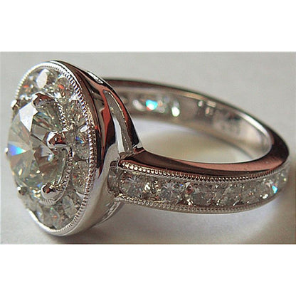 Halo Ring 4.00 Ct Big Diamond Ring Round Diamond Halo Ring Platinum
