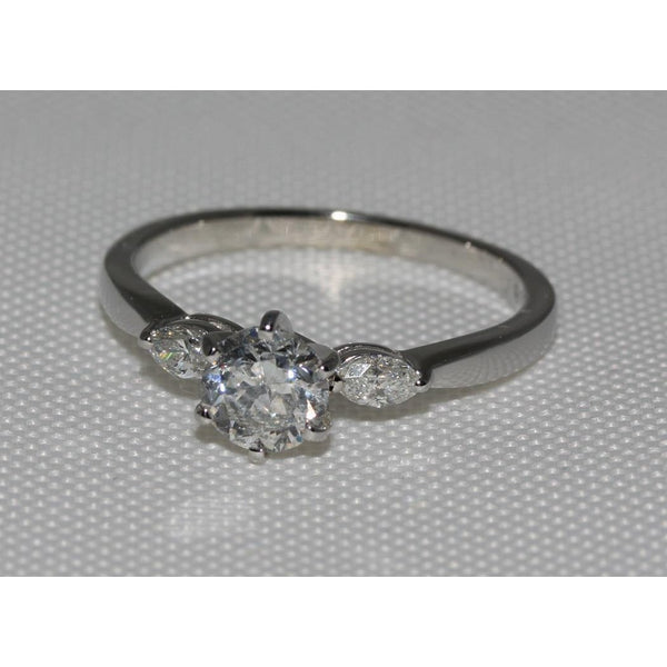 1.55 Carat Diamonds 3 Stone Engagement Ring Gold White Three Stone Ring