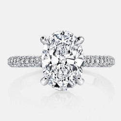 1.55 Carats Sparkling Oval Diamond Solitaire Ring With Accents