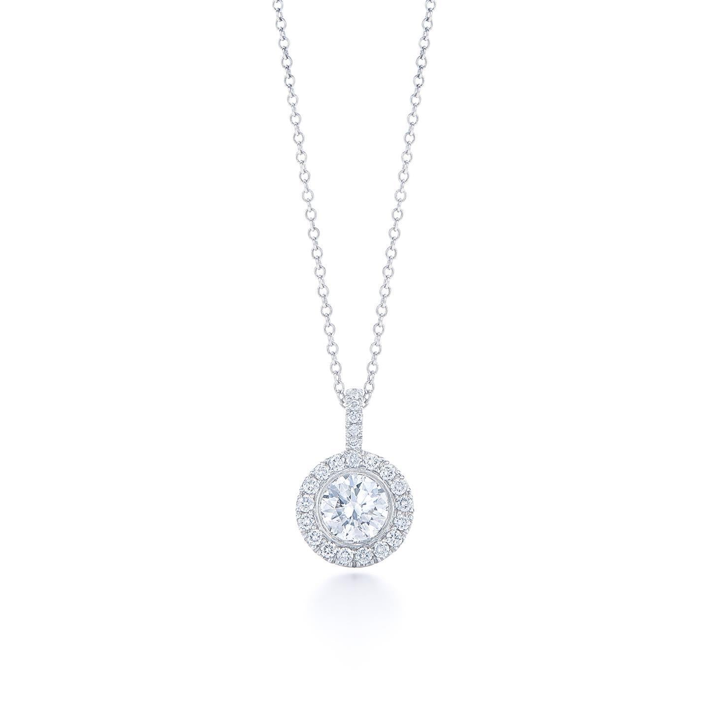 1.55 Carats Sparkling Brilliant Cut Diamonds Necklace Pendant Gold White 14K Pendant
