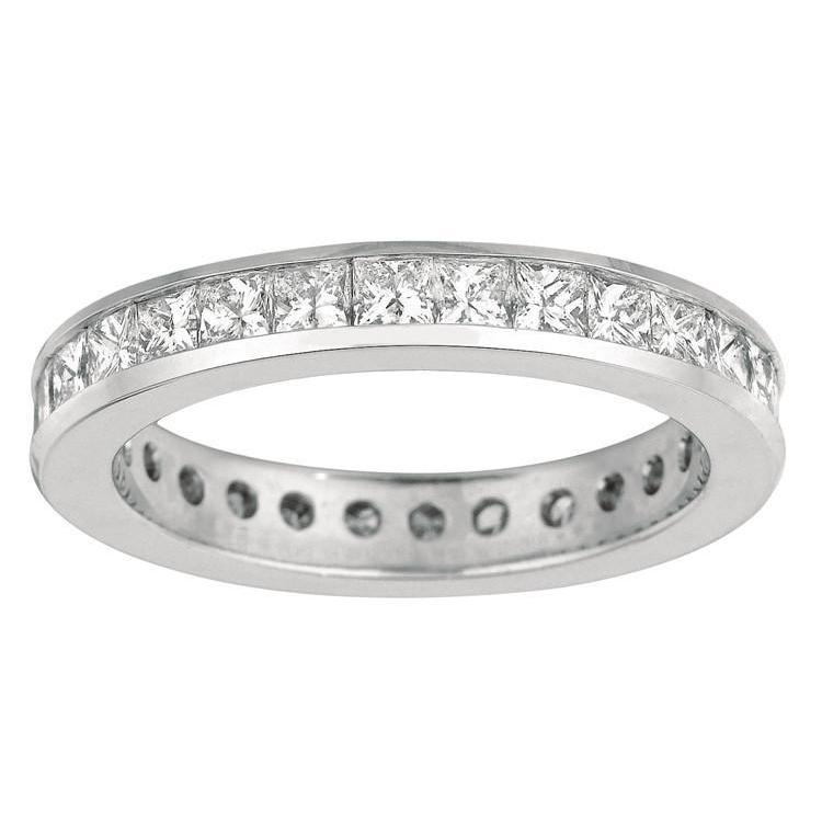 1.56 Carat Princess Diamond Eternity Anniversary Ring Band Gold 14K Eternity Band