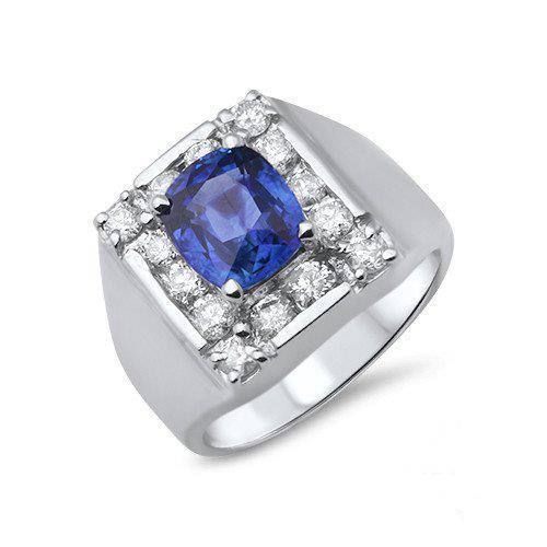 Lady’s Brilliant  Sri Lankan Sapphire Diamond    White Gold Gemstone Ring