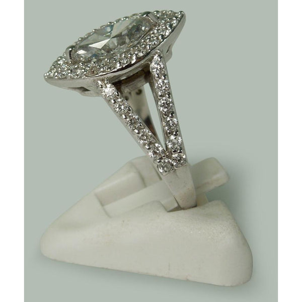 3 Carats Double Halo Marquise Diamond Engagement Ring Split Shank Halo Ring