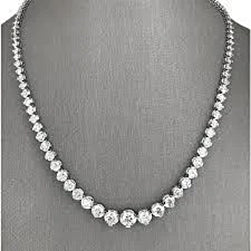 15 Ct Prong Set Round Cut Diamond Necklace 14K White Gold