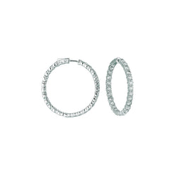15 Pointer Hoop Earrings/Patented Snap Lock 8.01 Carats 14K White Natural Earth Mined Diamond