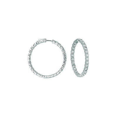 15 Pointer Hoop Earrings/Patented Snap Lock 8.01 Carats 14K White Hoop Earrings