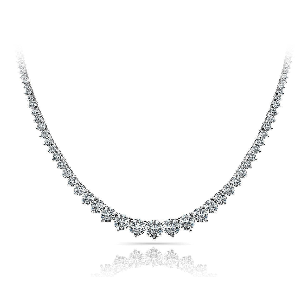 16 Carats Gorgeous Round Diamond Tennis Red Carpet Diamond Ladies Necklace White Gold 14K Necklace