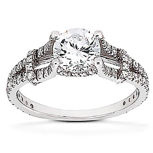 Antique  Women Jewelry Sparkling Unique Solitaire Ring with Accents White Gold Diamond 