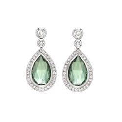 15.70 Ct Green Tourmaline Diamond Drop Dangle Earring