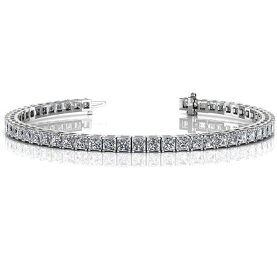 10.40 Ct Princess Cut Diamond Ladies Tennis Bracelet White Gold