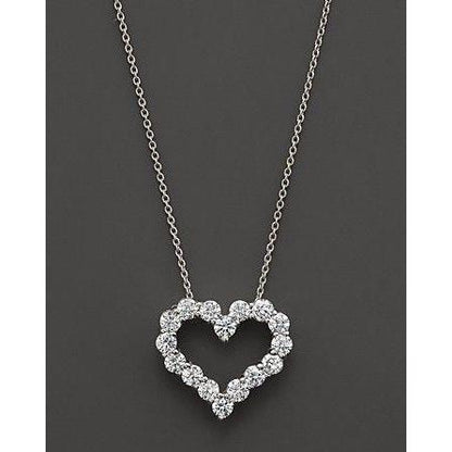 1.6 Ct Round Diamond Heart Style Necklace Pendant 14K White Gold Pendant