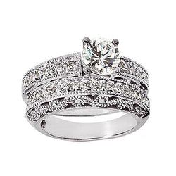 Antique Style Diamond Engagement Ring Band Set 1.95 Carats