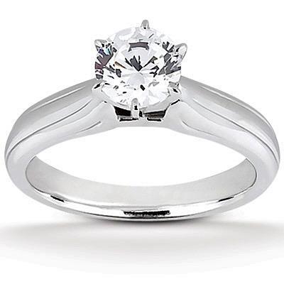 Woman's Round Cut Diamond Wedding Ring White Gold Solitaire Ring