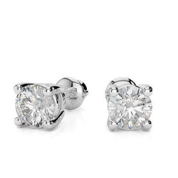 1.60 Carats Round Cut Natural Earth Mined Diamond Stud Earring White Gold 14K