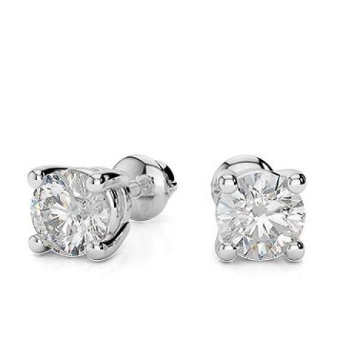  Round Cut Diamond Stud Earring White Gold