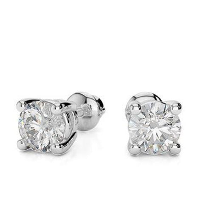 Round Cut Diamond Stud Earring White Gold