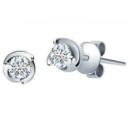 1.60 Carats Solitaire Round Diamond Studs Earrings White Gold 14K