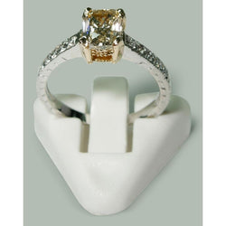 1.60 Ct Radiant & Round Diamonds Wedding Ring Two Tone Gold