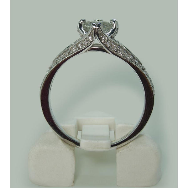   Fancy Princess Cut Vintage Style White Gold Diamond Solitaire  with Accents 