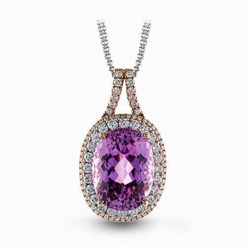 16.25 Carats Oval Pink Kunzite With Diamond Pendant Rose Gold 14K Gemstone Pendant