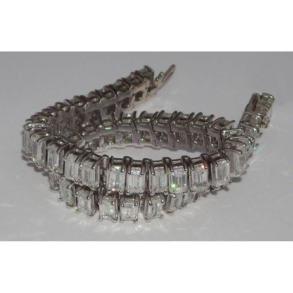 22.50 Carats Emerald Cut Diamond Tennis Bracelet Vvs Tennis Bracelet