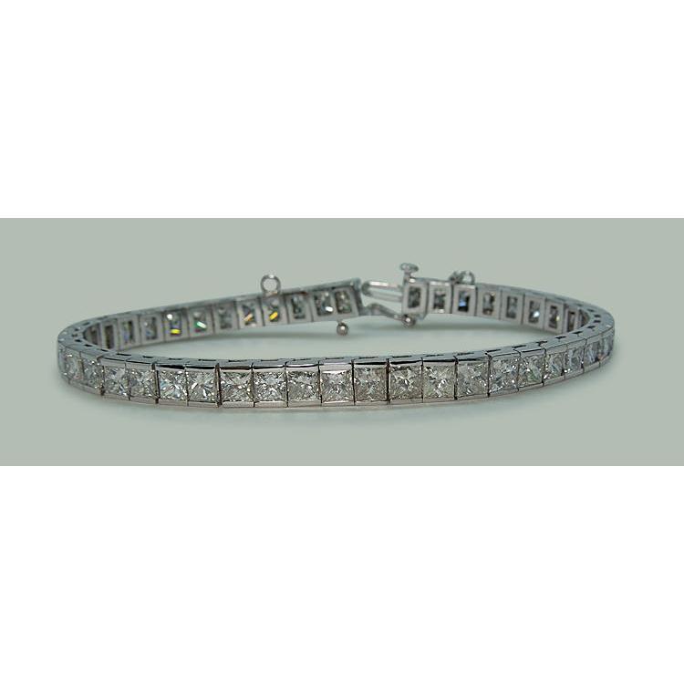 11.50 Carats Princess Diamonds Tennis Bracelet Solid White Gold