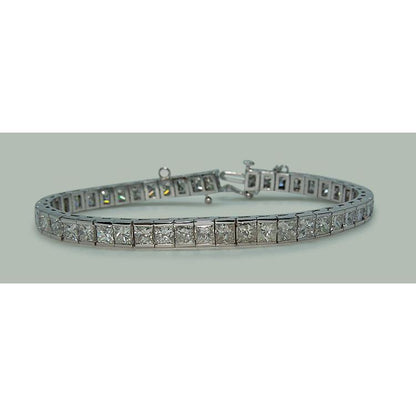 11.50 Carats Princess Diamonds Tennis Bracelet Solid White Gold