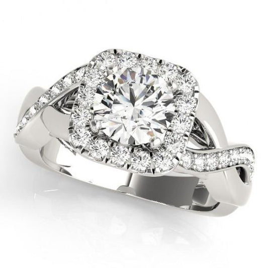 1.65 Carats Round Brilliant Diamonds Engagement Fancy Ring White Gold 14K Halo Halo Ring