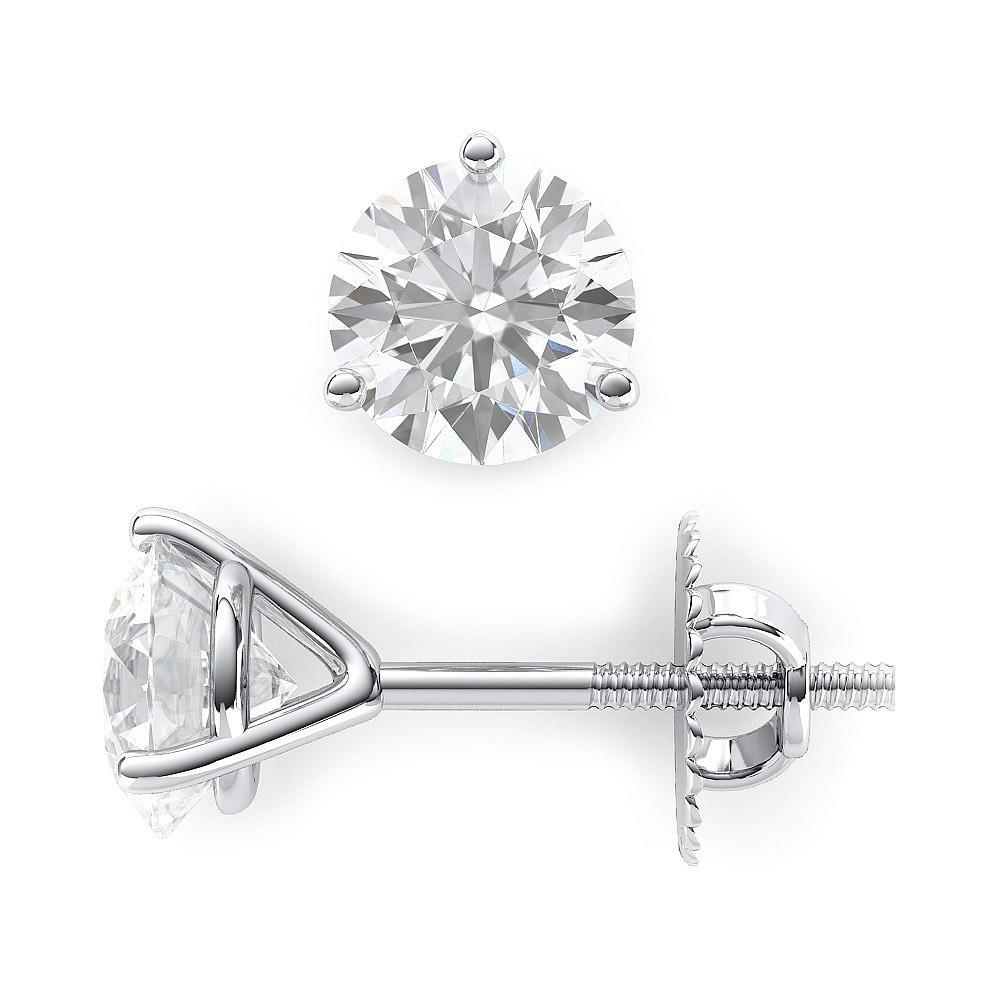 New Style Solitaire Round Diamond Stud Earring White Gold 