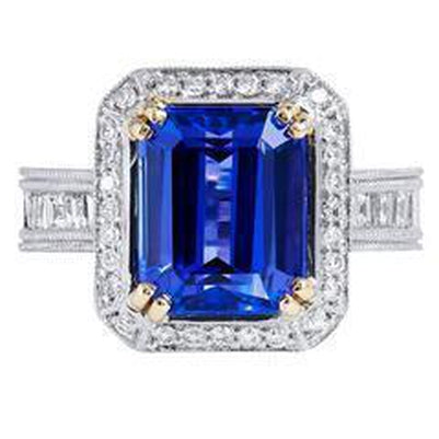 16.50 Ct Big Tanzanite And Small Diamonds Wedding Ring White Gold Gemstone Ring