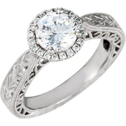 Natural  Round Diamond Vintage Style Halo Ring 1.66 Carats Filigree Jewelry