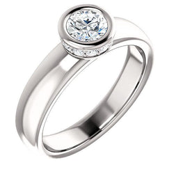 Round Diamond Anniversary Ring 1.66 Carats Bezel and Prong Set