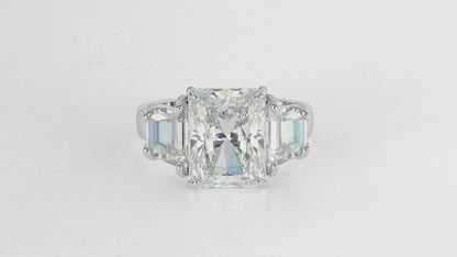 Carats Radiant Diamond 3 Stone Engagement Ring Gold White