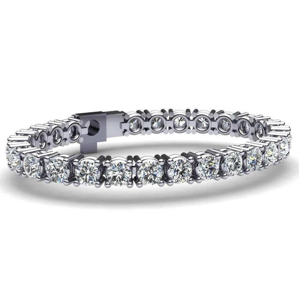 16 Carats Round Prong Setting Lab Grown Diamond Tennis Bracelet White Gold 14K