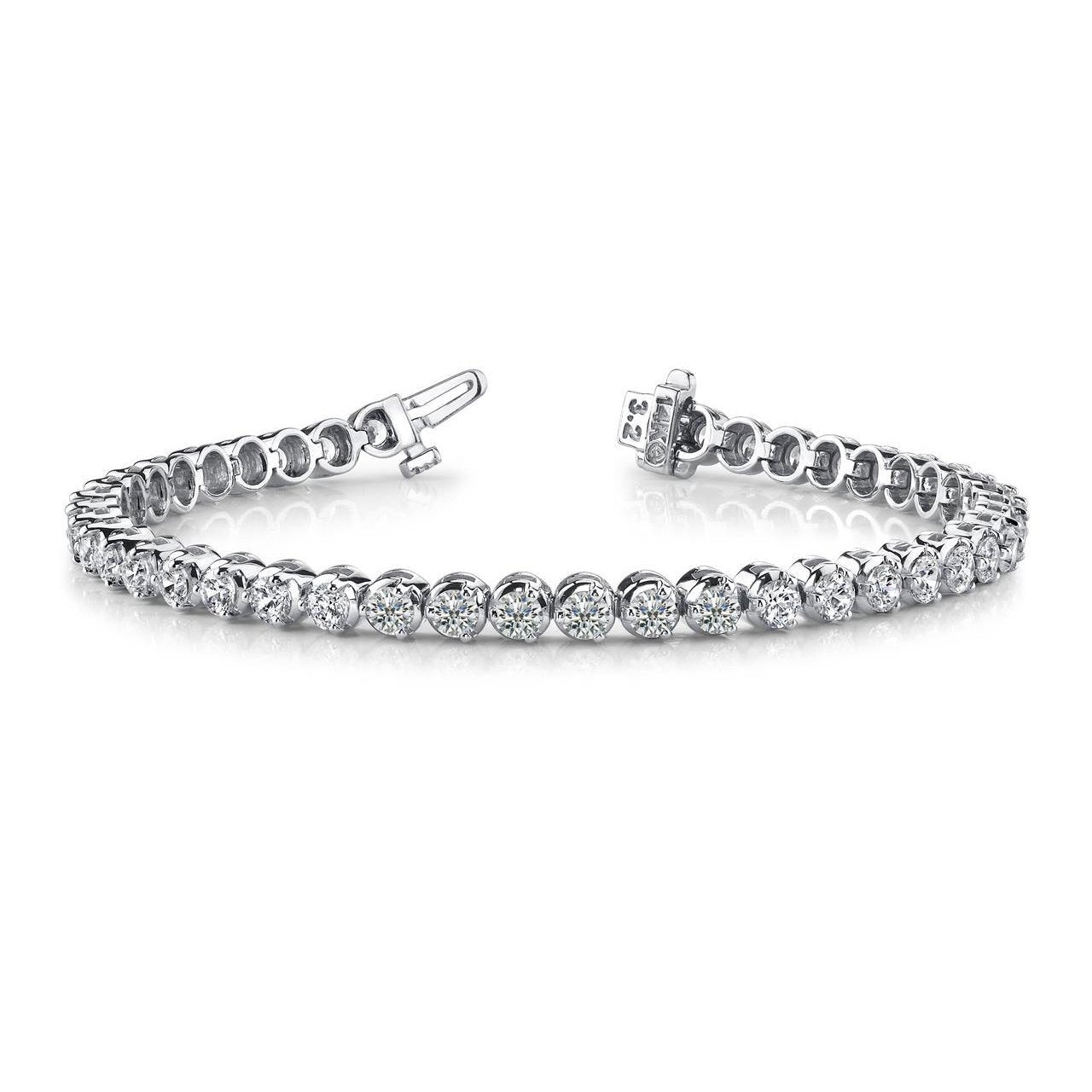 16 Ct Round Cut Lab Grown Diamonds Prong Set Tennis Bracelet White Gold 14K