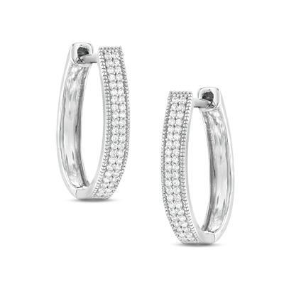 Ladies Round Brilliant Cut Diamond Women Hoop Earring White Gold 