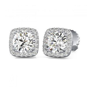 New Style Engagement Ring White Gold Studs Halo Earrings