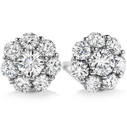 New  Round Stud Diamond Halo Earring White Gold Halo Stud Earrings