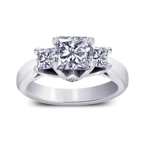 1.70 Carat Three Stone Style Princess Diamonds Engagement Anniversary Ring Three Stone Ring
