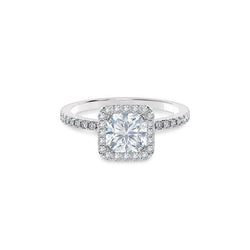 2.20 Carats Radiant And Round Cut Diamond Ring 14K White Gold New