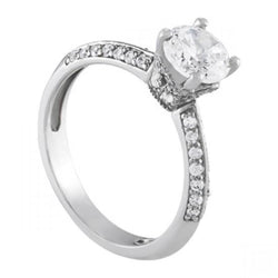 1.70 Carats Diamond White Gold Solitaire With Accents Engagement Ring