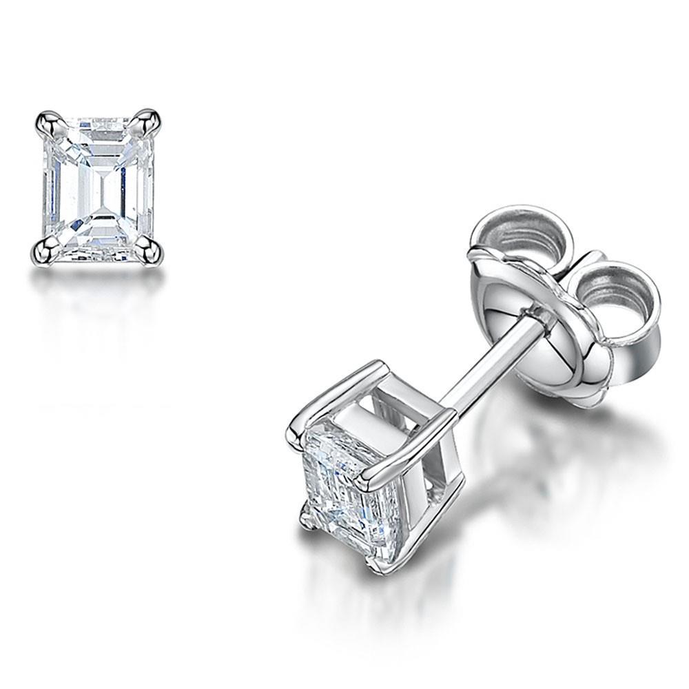 1.70 Ct Emerald Cut Diamond Studs Earrings White Gold 14K Stud Earrings